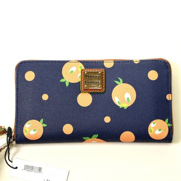 Disney Parks Dooney & Bourke Orange Print Zip Wallet Wristlet NWT - Picture 2 of 9
